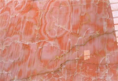 Dalles d'onyx rose|Pierre naturelle translucide pour bars et hôtels de luxe