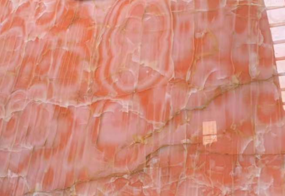 Dalles d'onyx rose|Pierre naturelle translucide pour bars et hôtels de luxe